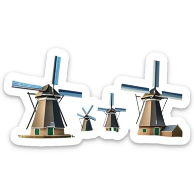 cinematic-realistic-kinderdijk-windmills-landmark-emoji,-showcasing-traditional-dutch-windmills-aligned-along-a-tranquil-canal,-with-lush-green-fields,-soft-ripples-in-the-water. sticker