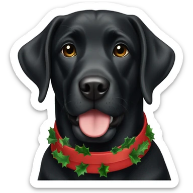 Black labrador with christmas collar  sticker