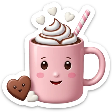 Corazón Light Pink mug of hot chocolate with marshmallows  sticker