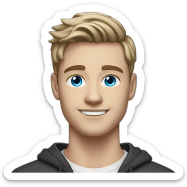 Man, 21 years old, darkblonde hair, left ear pierced, wearing AirPods, blue eyes. sticker