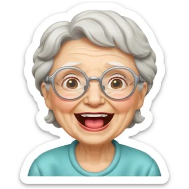 cute granny laugh her mouth wide open sticker