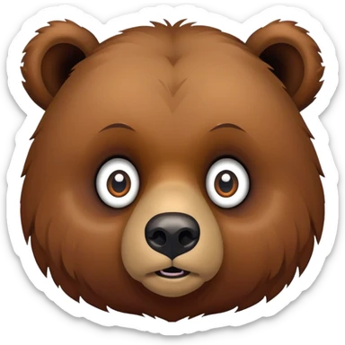 Realistic cute big eye grizzly bear sticker