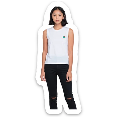 white sleeveless T-shirt sticker