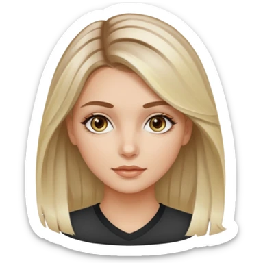 White girl hazel eyes with medium hair with platinum blonde highlights balayage sticker