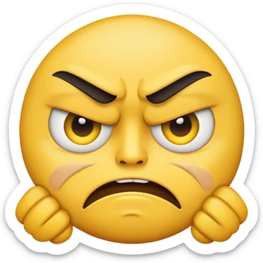 yellow face emoji with one eye half-closed and the other open, angry expression sticker