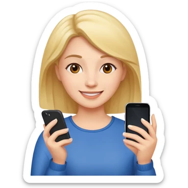 frau ist glücklich am Smartphone sticker