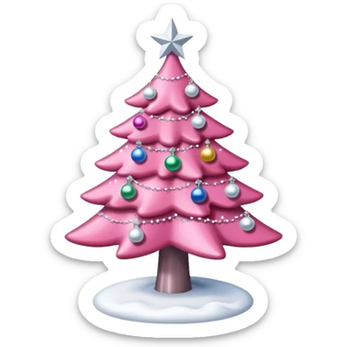 A pink Christmas tree with snow White glitter decorations sticker