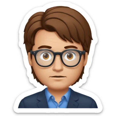 homme avec une middle part cheveux brun lunette sticker