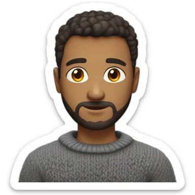 guy with a short haircut and naked eyes, short beard in a sweater sticker