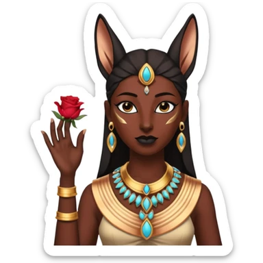 Ancient Black lapis rose gold woman anubis immature floor stage formally posed  sticker