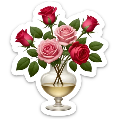 Roses in glass vase painting by Henri Fantin-Latour sticker