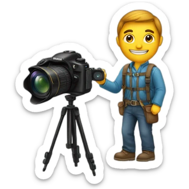 Photographer with camera and tripod sticker