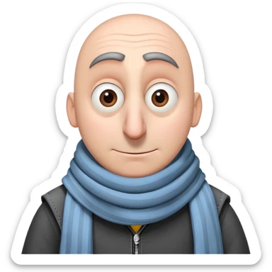 Gru from Despicable Me with his long nose and scarf sticker