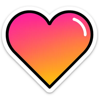 gradient heart icon, modern icon style, clean lines, metallic shine, no text sticker