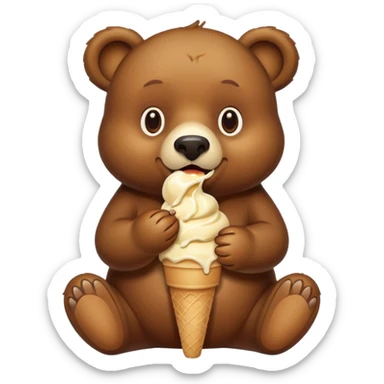 brown bear eating ice cream sticker