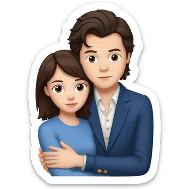 Harry styles with arm around brunette female  sticker