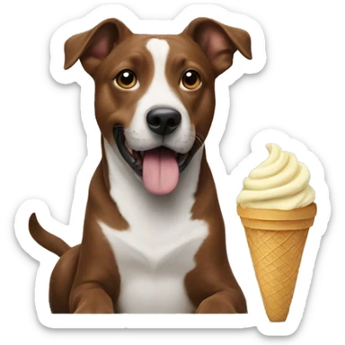 Dog eating ice cream on couch sticker