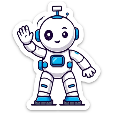 cute AI robot waving sticker