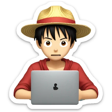 luffy work on the computer sticker