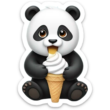 Panda eating ice cream sticker