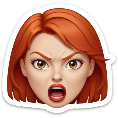 mujer pelirroja con los ojos y los labios maquillados enojada gritando sticker