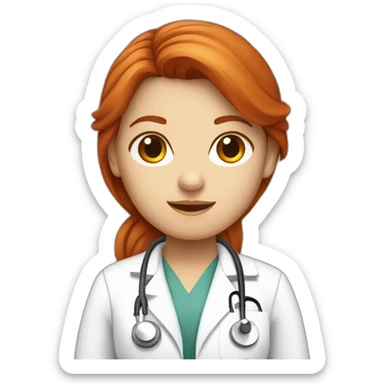 Red hair girl doctor radiologist sticker