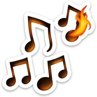 Music notes with flames sticker