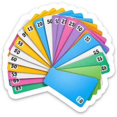 Create a blank lottery coupon fanned out, clean and colorful sticker