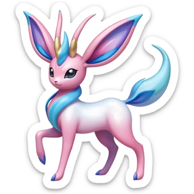 Colorful Shiny Exotic Cresselia-Sylveon-Suicune-Fakémon-hybrid-creature (full body)  sticker