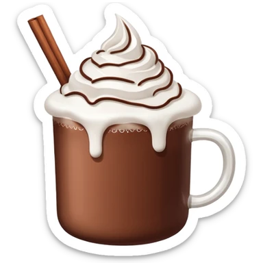 hot chocolate with whipped cream and marshmallows sticker