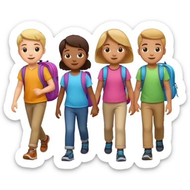 Kids Carrying Backpacks sticker