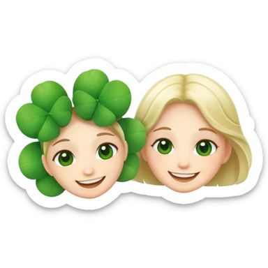 two clover lovers, smiling and close together sticker