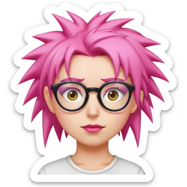 Girl with pink spiked hair and glasses sticker
