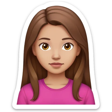 The girl with brown long hair, light skin wearing dark pink shirt  sticker