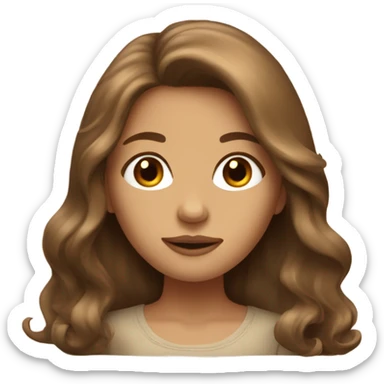 Beige Girl with long brown blowout hair sticker