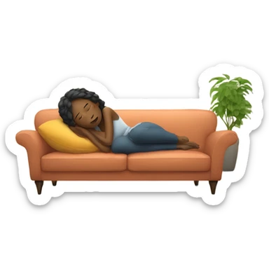 a womas resting on a sofa in the living room sticker