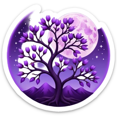 dark purple blossom with a purple Moon sticker
