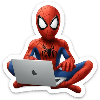 Spiderman working on a laptop sticker