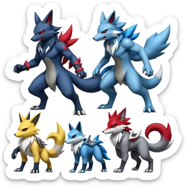 Shiny Epic Handsome Badass Zoroark-Zangoose-Lucario-Renamon-Zeraora-hybrid (Full body) sticker