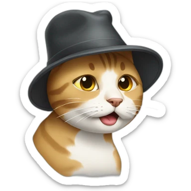 Crying cat with a hat sticker