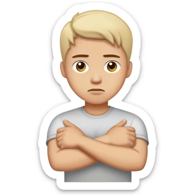 A person with crossed arms, showing indifference and ignoring sticker