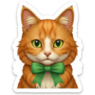 cat with green ribbon on ear sticker
