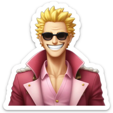 Donquixote Doflamingo avec grand sourire sticker