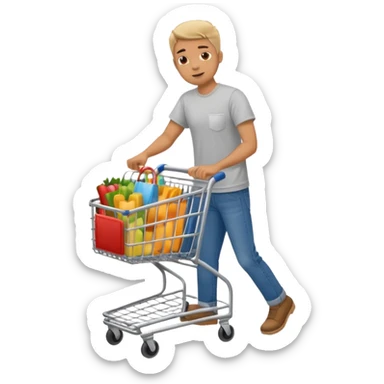 man-with-a-shopping-cart-full-body sticker