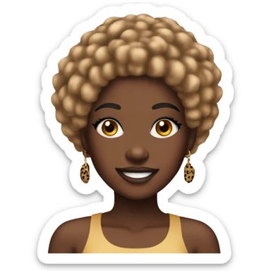 Pretty black girl with cheetah print wig sticker
