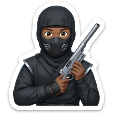 Una persona que sea así 🥷 pero con una pistola  sticker