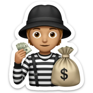 A emoji of a person wearing a robber outfit and a Money Bag sticker