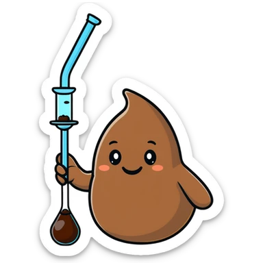 adorable smiling poop character with a bong in hand sticker