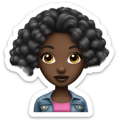 darkskin bratz doll with lip gloss and dark hair with edges  sticker