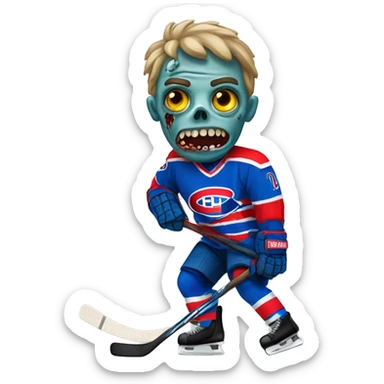 Zombie wearing Montreal hockey shirt sticker